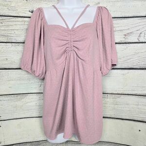Maurices XL Mauve Puff Sleeve Square Neck Top